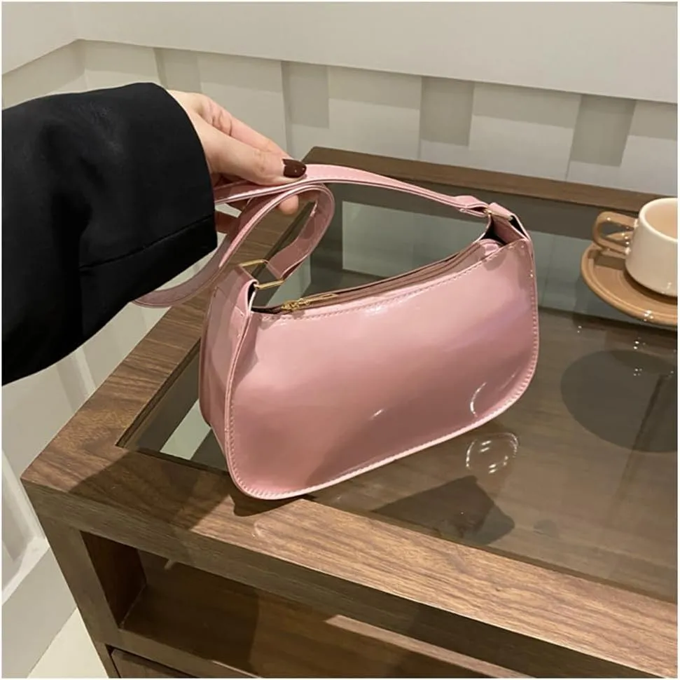Shiny Clutch Purse for Women Genuine Leather Evening Handbag Mini Hobo Armpit Shoulder Bag for Formal Events or Parties