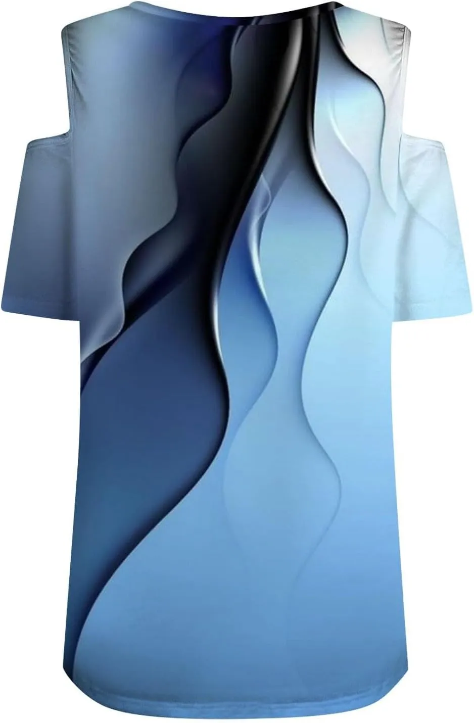 Shirts for Women Trendy Summer Causal V Neck Cold Shoulder Gradient Color Elegant Tops Slim Fit Short Sleeve Blouses