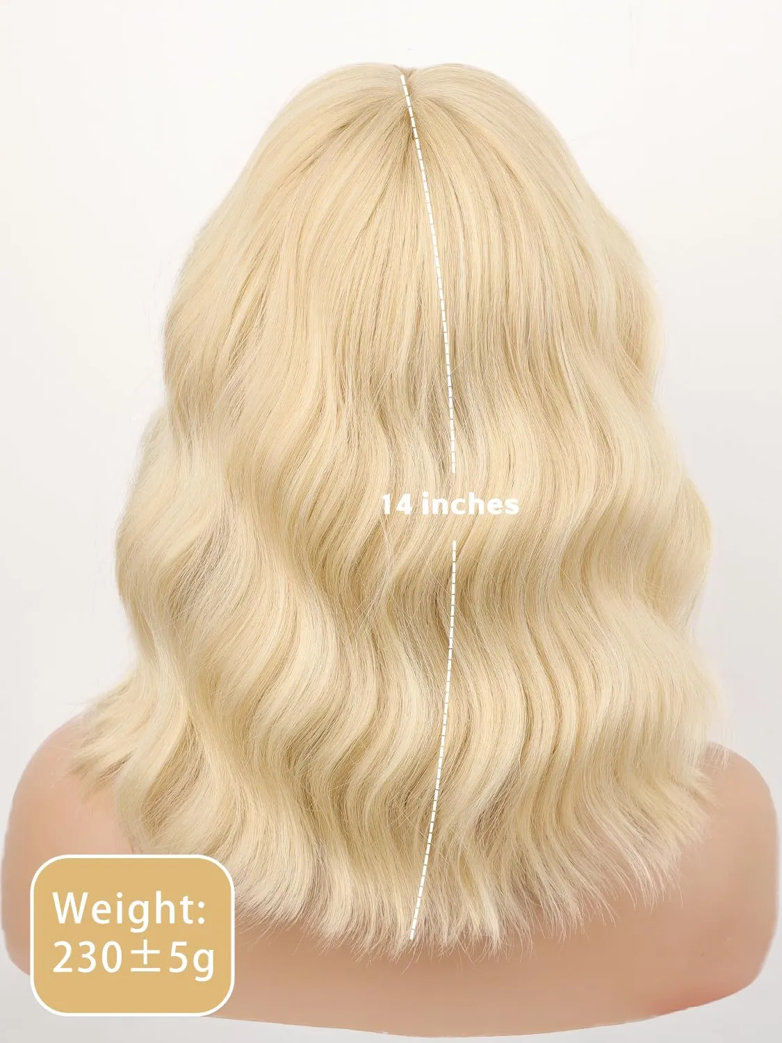 Short Bob Wigs with Bangs for Women Blonde Bob Wavy Wig Curly Wavy Shoulder Length Bob Wigs Synthetic Cosplay Wig for Girl Colorful Costume Wigs