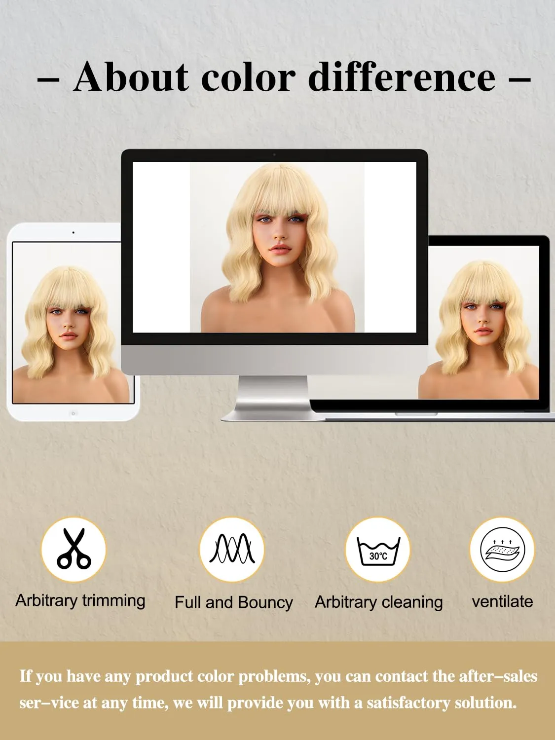 Short Bob Wigs with Bangs for Women Blonde Bob Wavy Wig Curly Wavy Shoulder Length Bob Wigs Synthetic Cosplay Wig for Girl Colorful Costume Wigs