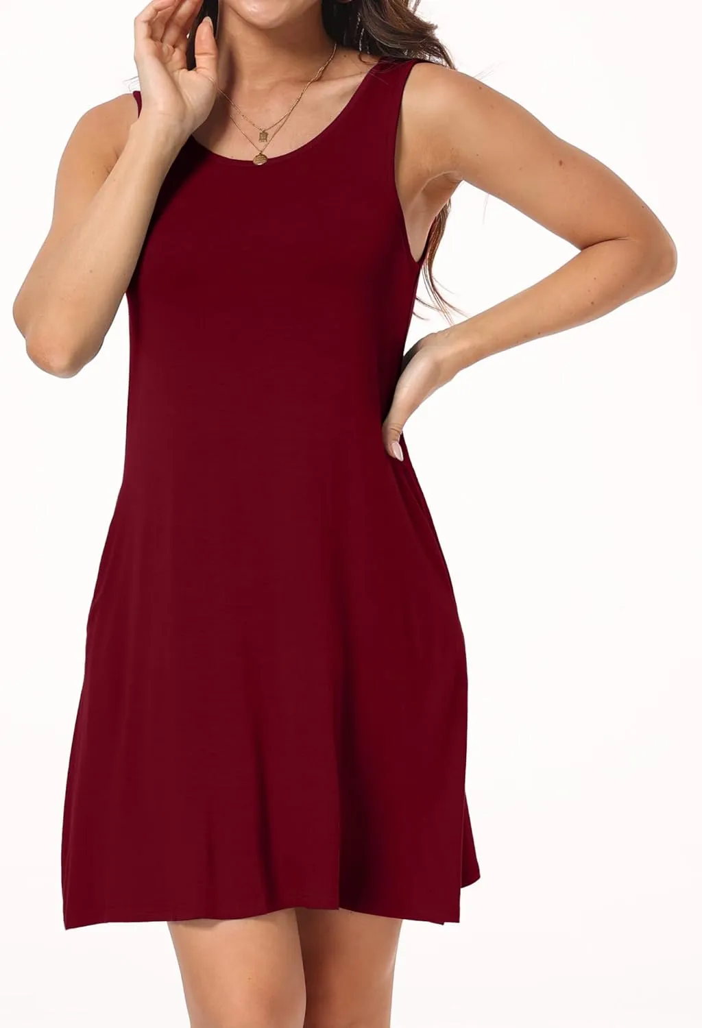 Short/Long Sleeve Women's Cold Shoulder Dress with Pockets Casual Swing T-Shirt Dresses