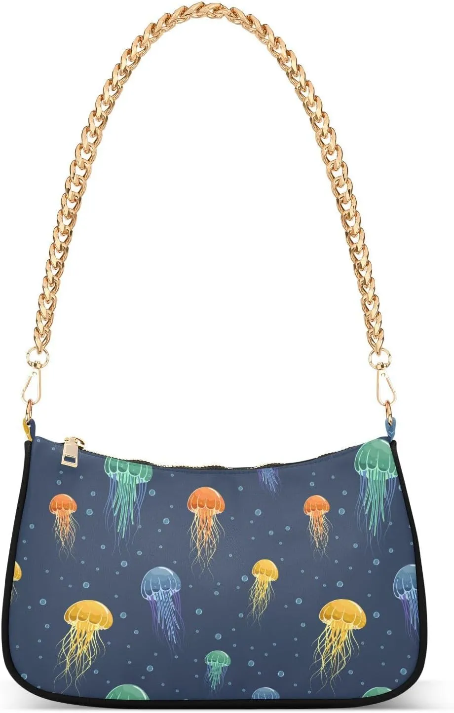 Shoulder Bag for Women Colorful Jellyfish Hobo Purses Handbags for Women with Chain Strap