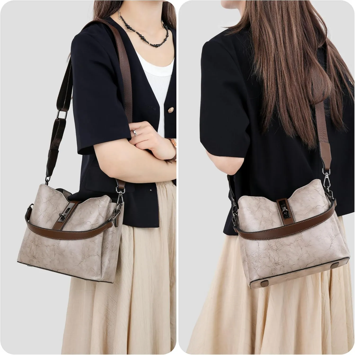 Shoulder Crossbody Bag Women's Flap Locking Handbag Classic Vintage Purse