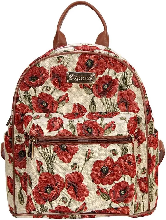 Signare Tapestry Women Backpack Rucksack Casual Daypack Poppy Floral (Poppy, DAPK-POP)