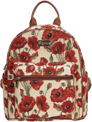 Signare Tapestry Women Backpack Rucksack Casual Daypack Poppy Floral (Poppy, DAPK-POP)