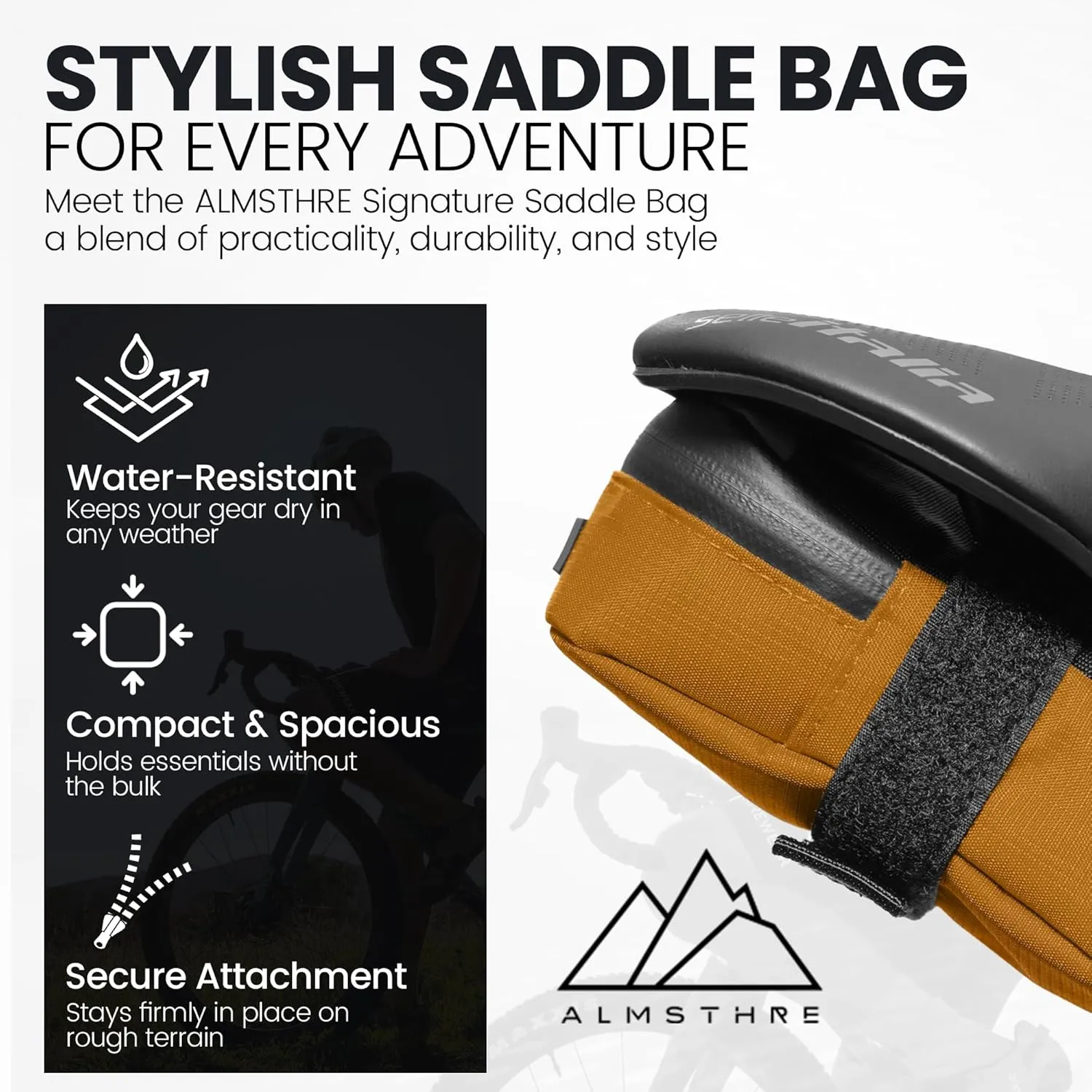 Signature Bike Saddle Bag – California Gold | Premium Ripstop Material, Waterproof Zipper & Internal Pocket | Durable, Lightweight Bike Seat Bag for Secure Gear Storage