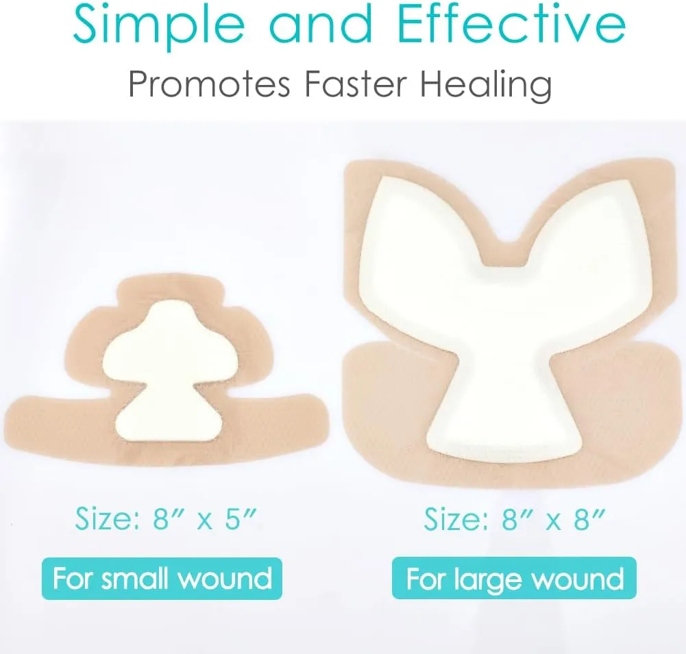Silicone Heel Bordered Foam Dressing Waterproof Absorbent Wounds Bandages Pressure Sore Adhesive Border Protector for Cracked Heels/Ankle/Elbow Bedsore Ulcer 8"x8" Pack of 3
