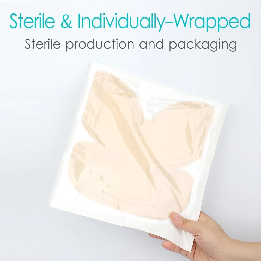 Silicone Heel Bordered Foam Dressing Waterproof Absorbent Wounds Bandages Pressure Sore Adhesive Border Protector for Cracked Heels/Ankle/Elbow Bedsore Ulcer 8"x8" Pack of 3