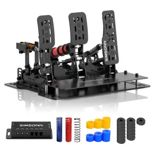 SIMSONN Latest Plus X Latest Plus X Sim Racing Pedals 200KG Load Cell Brake Pedal HE Hydraulic Pedal Support VAM and VAM Pro Haptic Pedals Reactor Black (P3-H3-1)