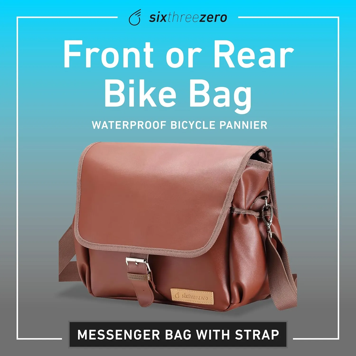 sixthreezero Bike Bag for Front Frame or Rear Rack Mount, Waterproof Messenger Bag Clip On Bicycle Pannier with Shoulder Strap