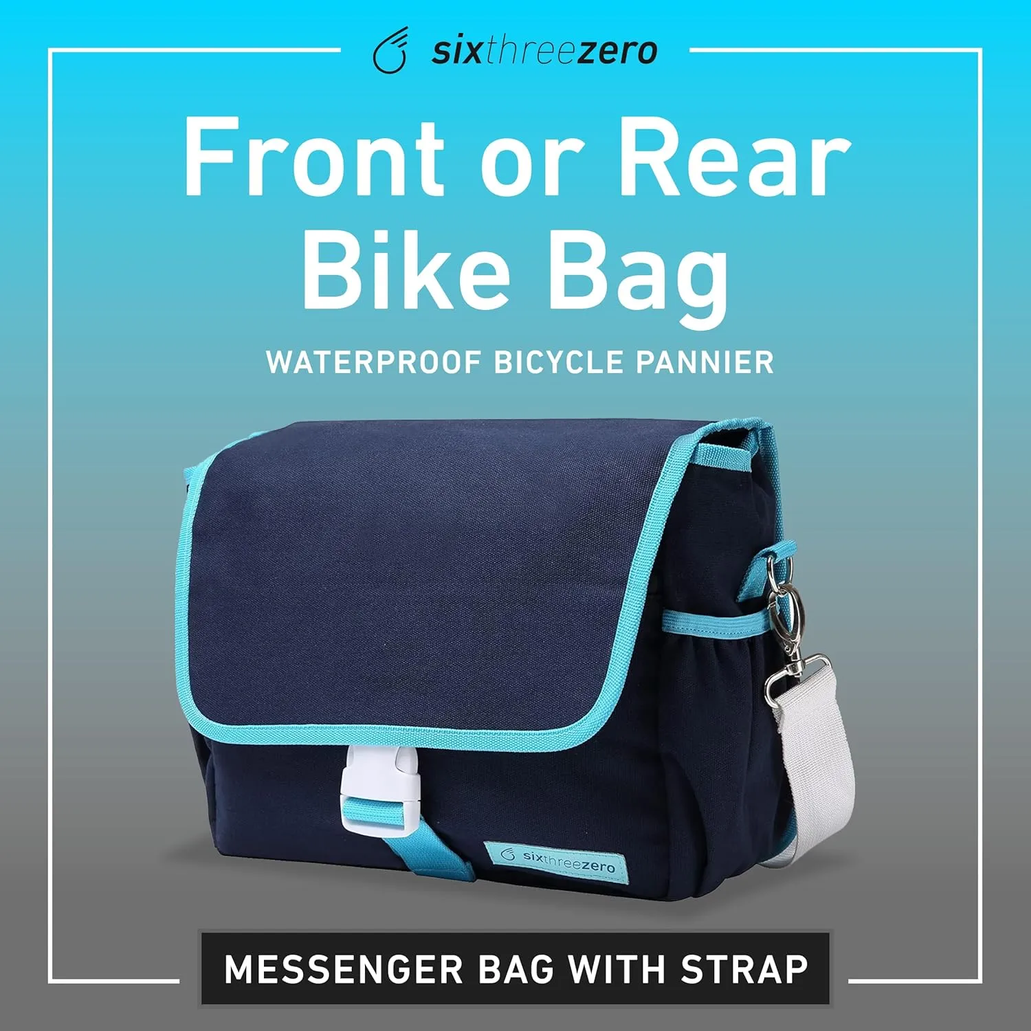 sixthreezero Bike Bag for Front Frame or Rear Rack Mount, Waterproof Messenger Bag Clip On Bicycle Pannier with Shoulder Strap