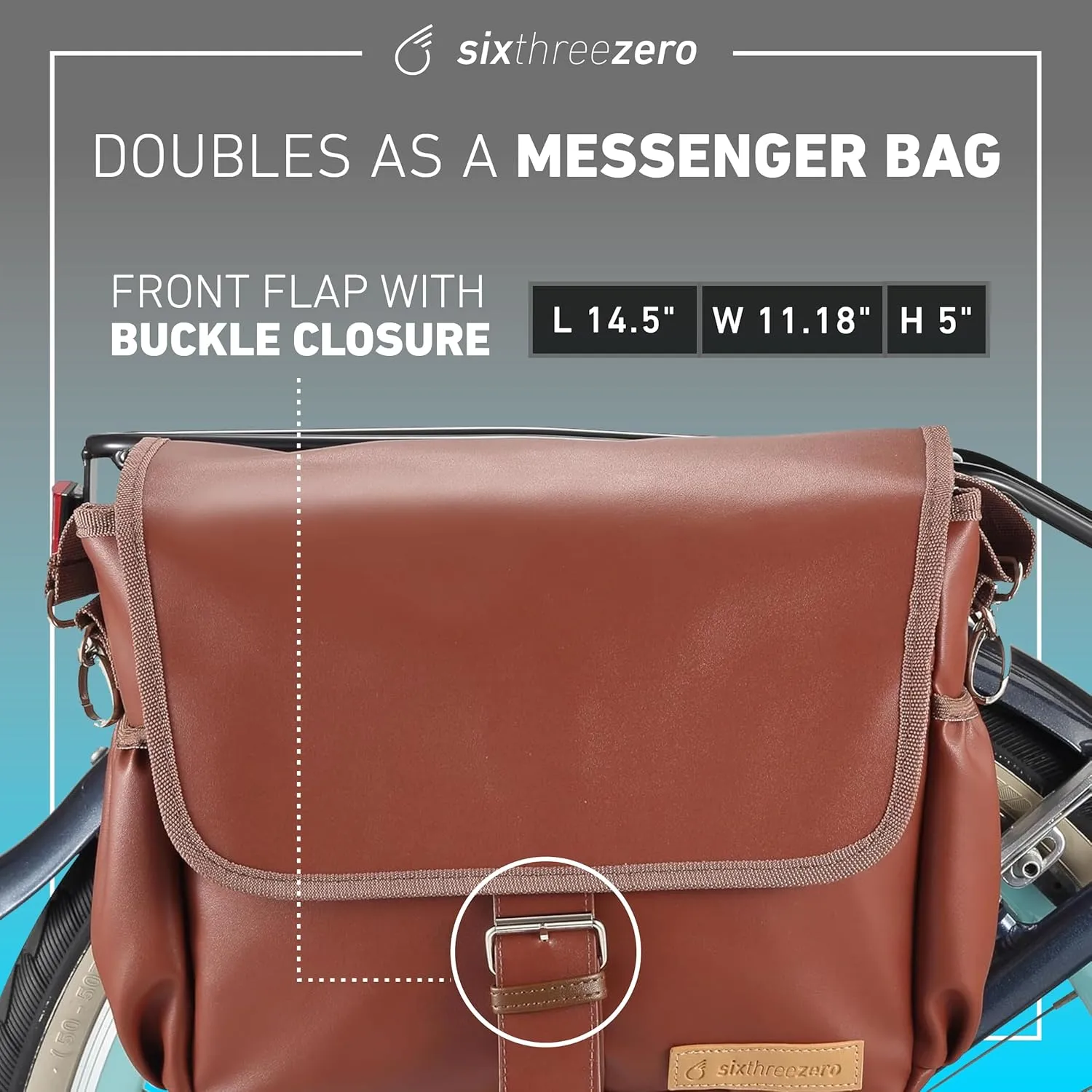 sixthreezero Bike Bag for Front Frame or Rear Rack Mount, Waterproof Messenger Bag Clip On Bicycle Pannier with Shoulder Strap
