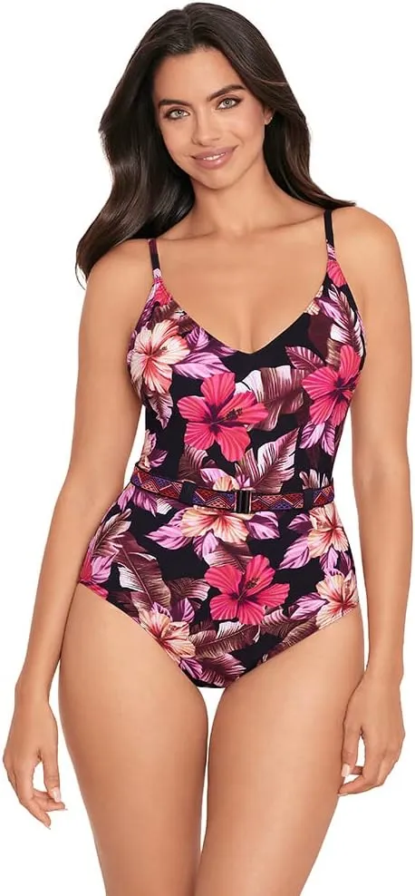 Skinny Dippers Women's Swimwear Lucky Charm Belted Medallion Soft Cup One Piece Swimsuit