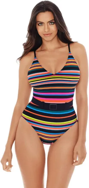 Skinny Dippers Women's Swimwear Lucky Charm Belted Medallion Soft Cup One Piece Swimsuit