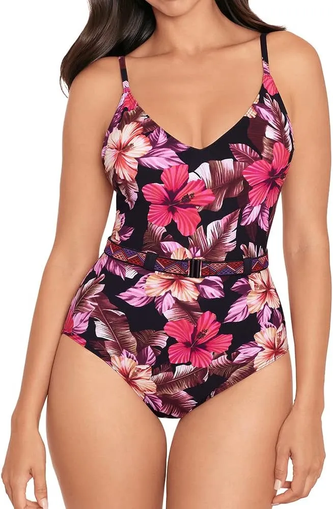Skinny Dippers Women's Swimwear Lucky Charm Belted Medallion Soft Cup One Piece Swimsuit