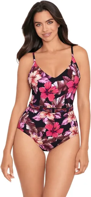 Skinny Dippers Women's Swimwear Lucky Charm Belted Medallion Soft Cup One Piece Swimsuit