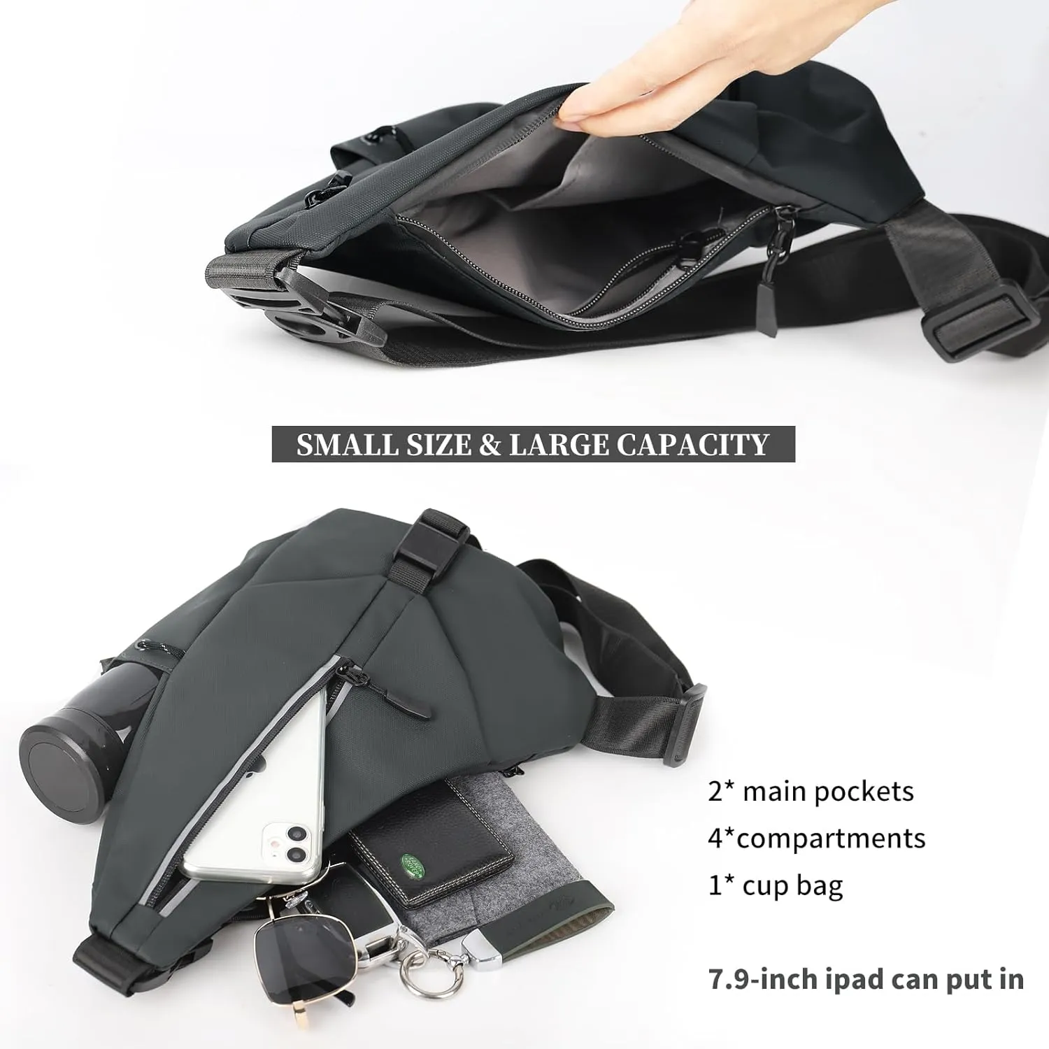 Sling Bag Chest Shoulder Backpack for Men Women Crossbody Bags Casual Daypack for Travel Running Hiking Bicycle