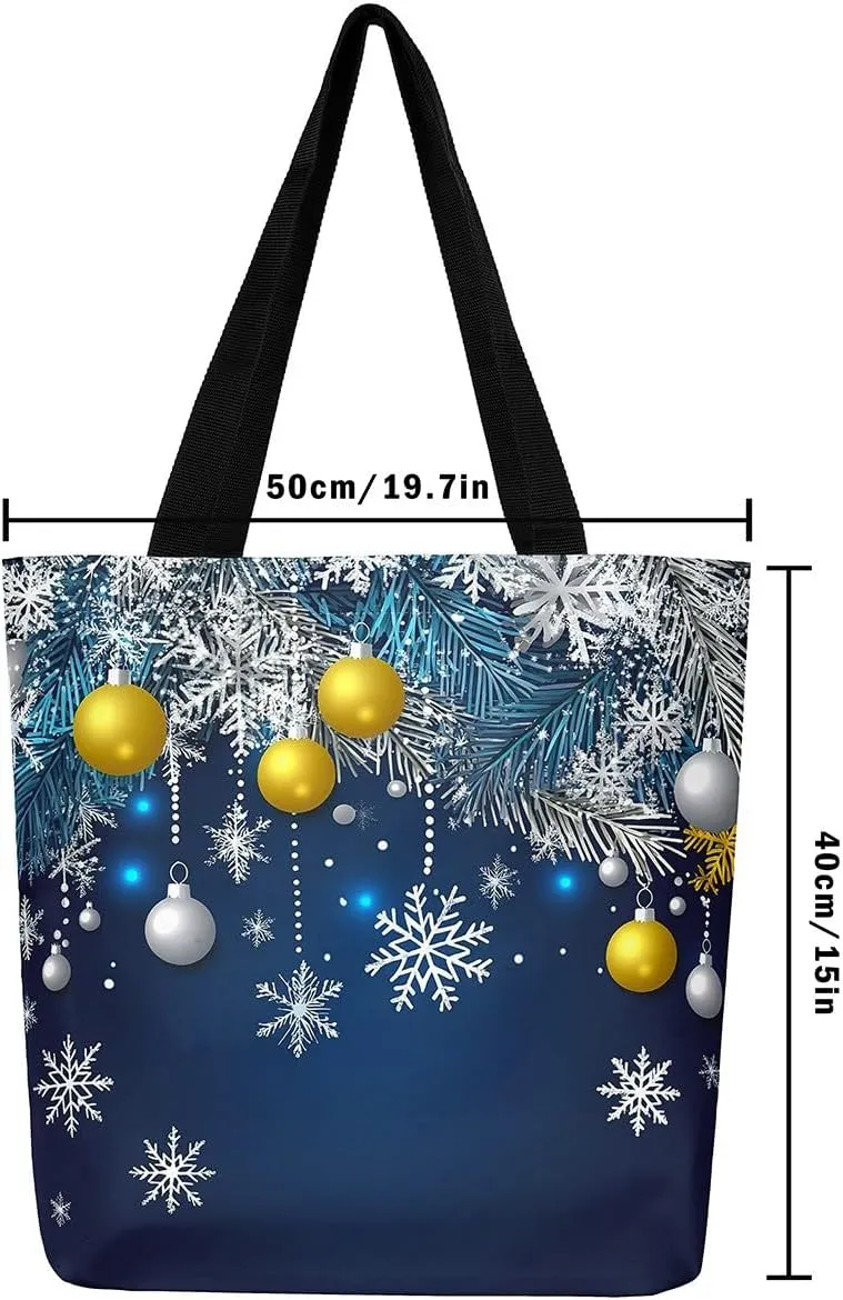Sloth Canvas Tote Bag for Women, Santa Hat Wildlife Travel Toiletry Bag,Cartoon Woodland Animals Shoulder Bag