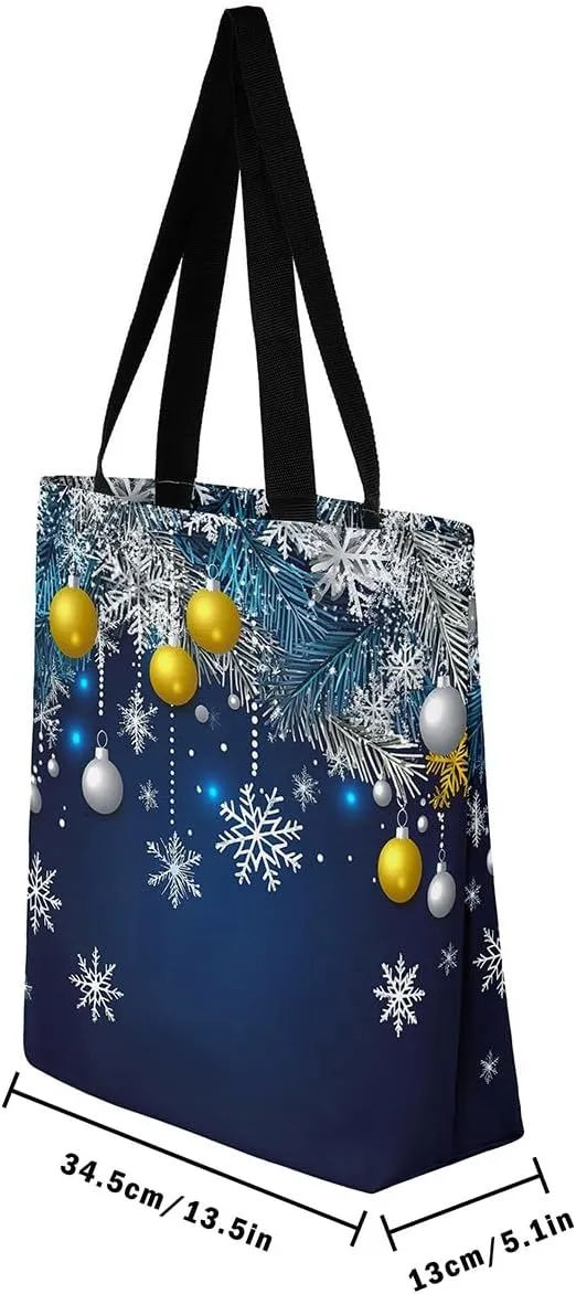 Sloth Canvas Tote Bag for Women, Santa Hat Wildlife Travel Toiletry Bag,Cartoon Woodland Animals Shoulder Bag