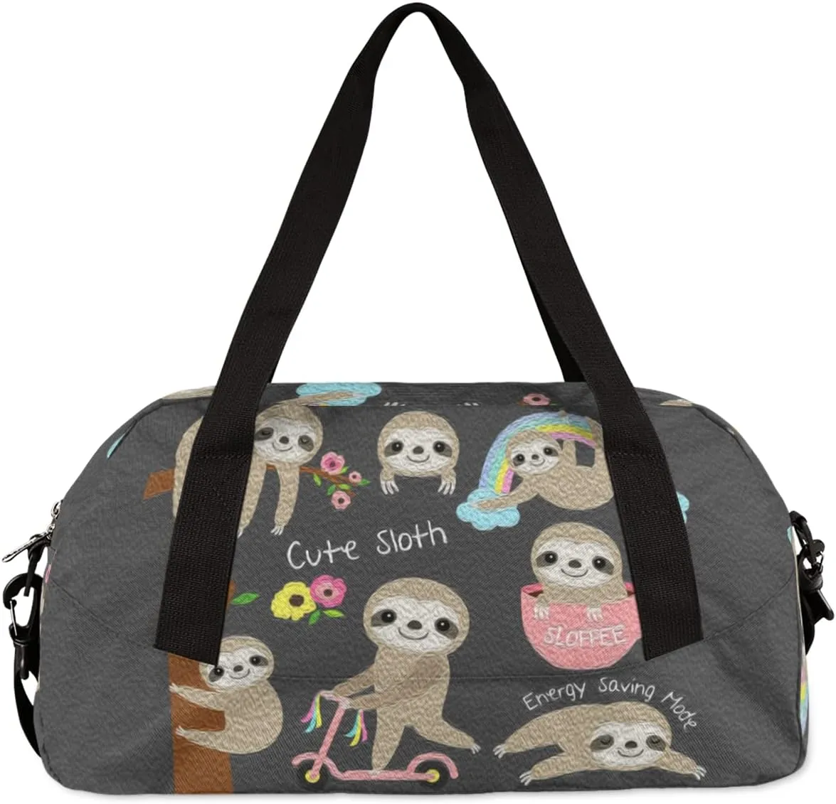 Sloth Cute Animal Kids Duffel Bag for Girls Boys Teens, Sloth Oil Painting Dance Bag Overnight Small Duffel Bag Carry On Weekend Sports Gym Travel Bag for School Practice Gymnastics Ballet