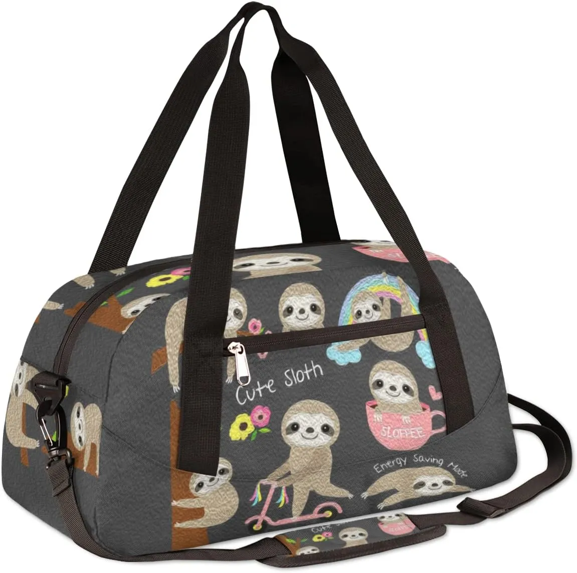 Sloth Cute Animal Kids Duffel Bag for Girls Boys Teens, Sloth Oil Painting Dance Bag Overnight Small Duffel Bag Carry On Weekend Sports Gym Travel Bag for School Practice Gymnastics Ballet