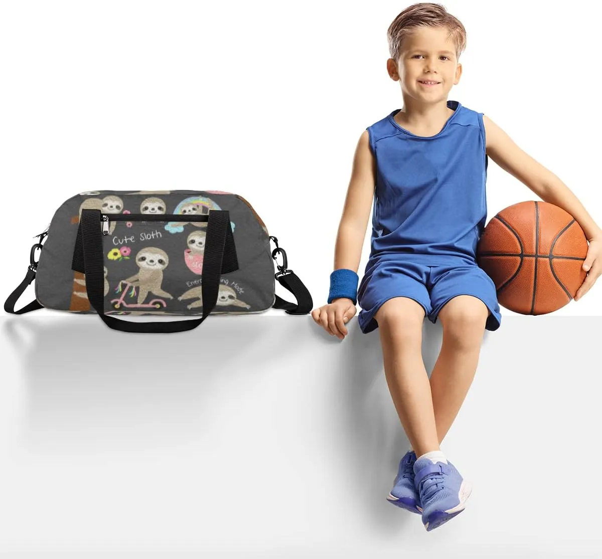 Sloth Cute Animal Kids Duffel Bag for Girls Boys Teens, Sloth Oil Painting Dance Bag Overnight Small Duffel Bag Carry On Weekend Sports Gym Travel Bag for School Practice Gymnastics Ballet