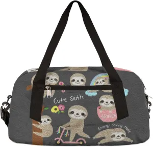 Sloth Cute Animal Kids Duffel Bag for Girls Boys Teens, Sloth Oil Painting Dance Bag Overnight Small Duffel Bag Carry On Weekend Sports Gym Travel Bag for School Practice Gymnastics Ballet