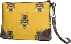 Small Clutch Purses for Women - Realistic Bee Cute Cool Yellow Leather Wristlet Wallets for Women with Wrist Strap