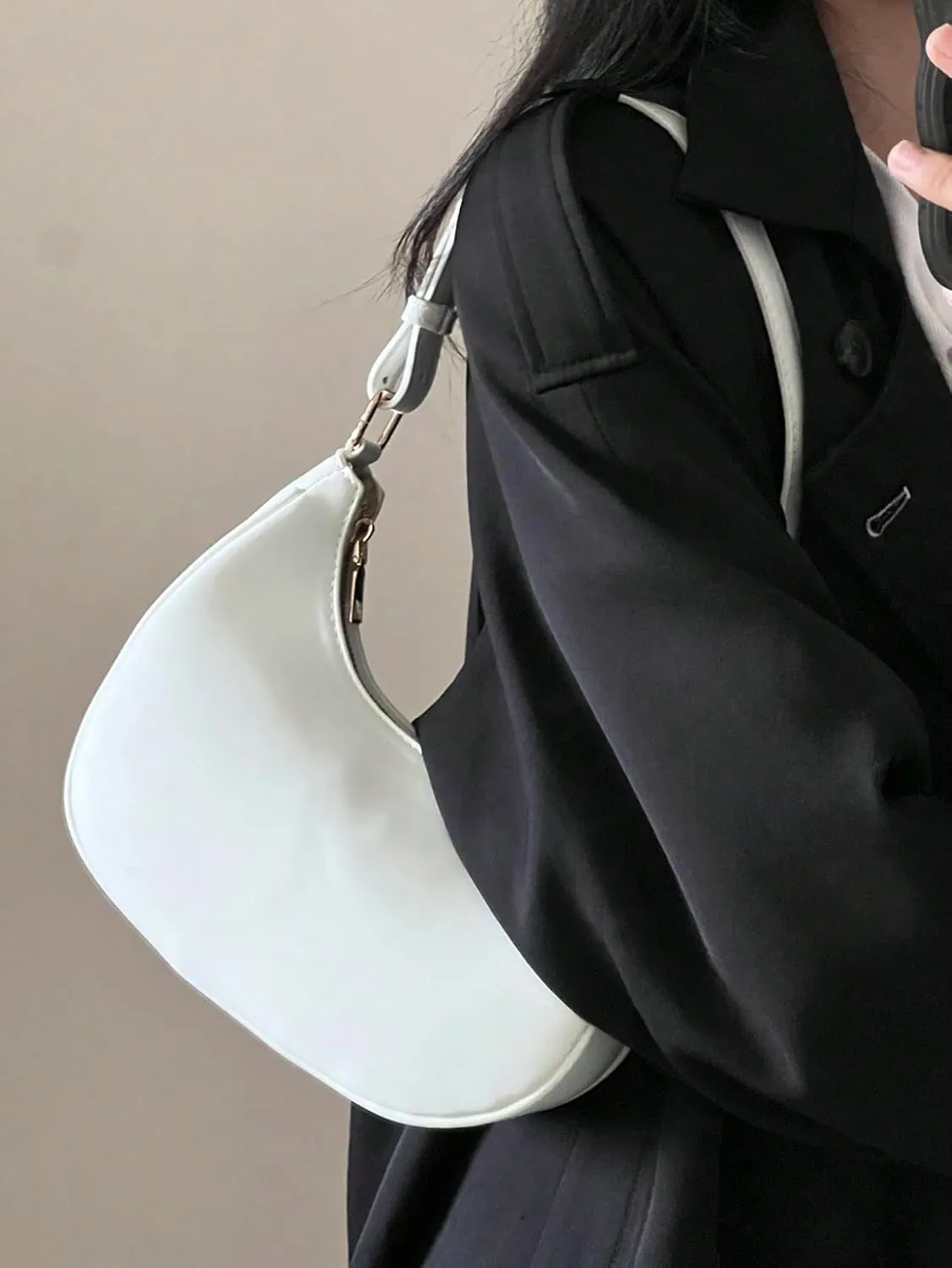 Small Crescent Leather Shoulder Bag for Women Crossbody Clutch Hobo Tote Purses Hangbags