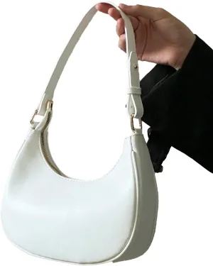 Small Crescent Leather Shoulder Bag for Women Crossbody Clutch Hobo Tote Purses Hangbags