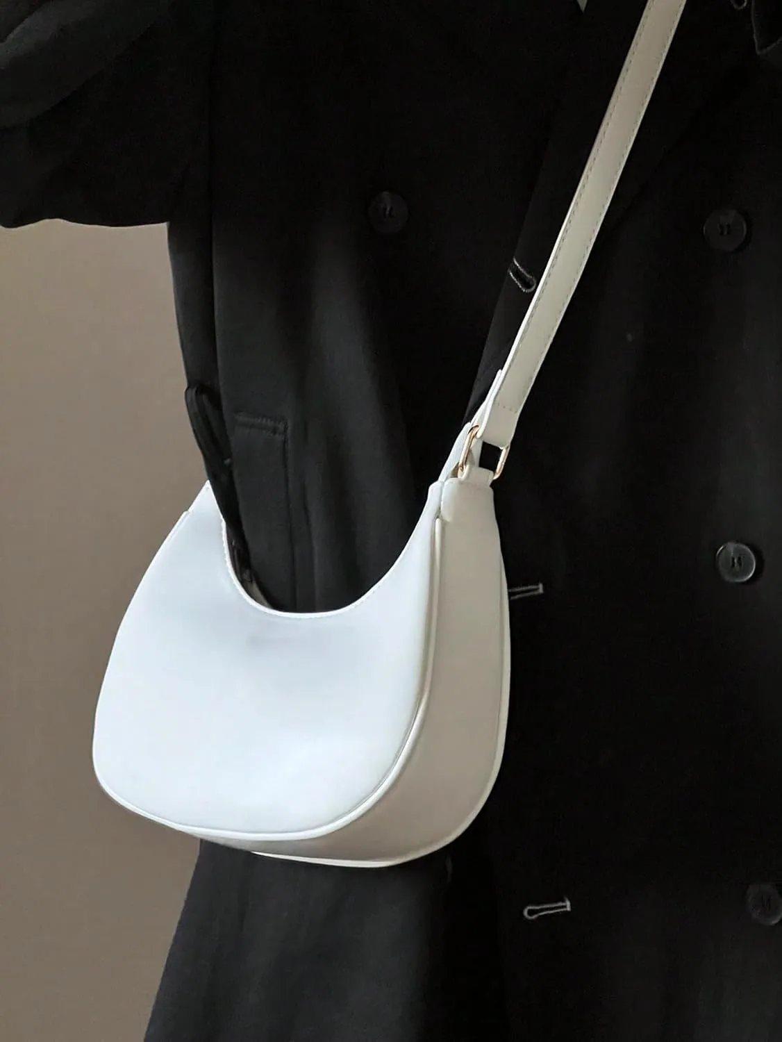 Small Crescent Leather Shoulder Bag for Women Crossbody Clutch Hobo Tote Purses Hangbags