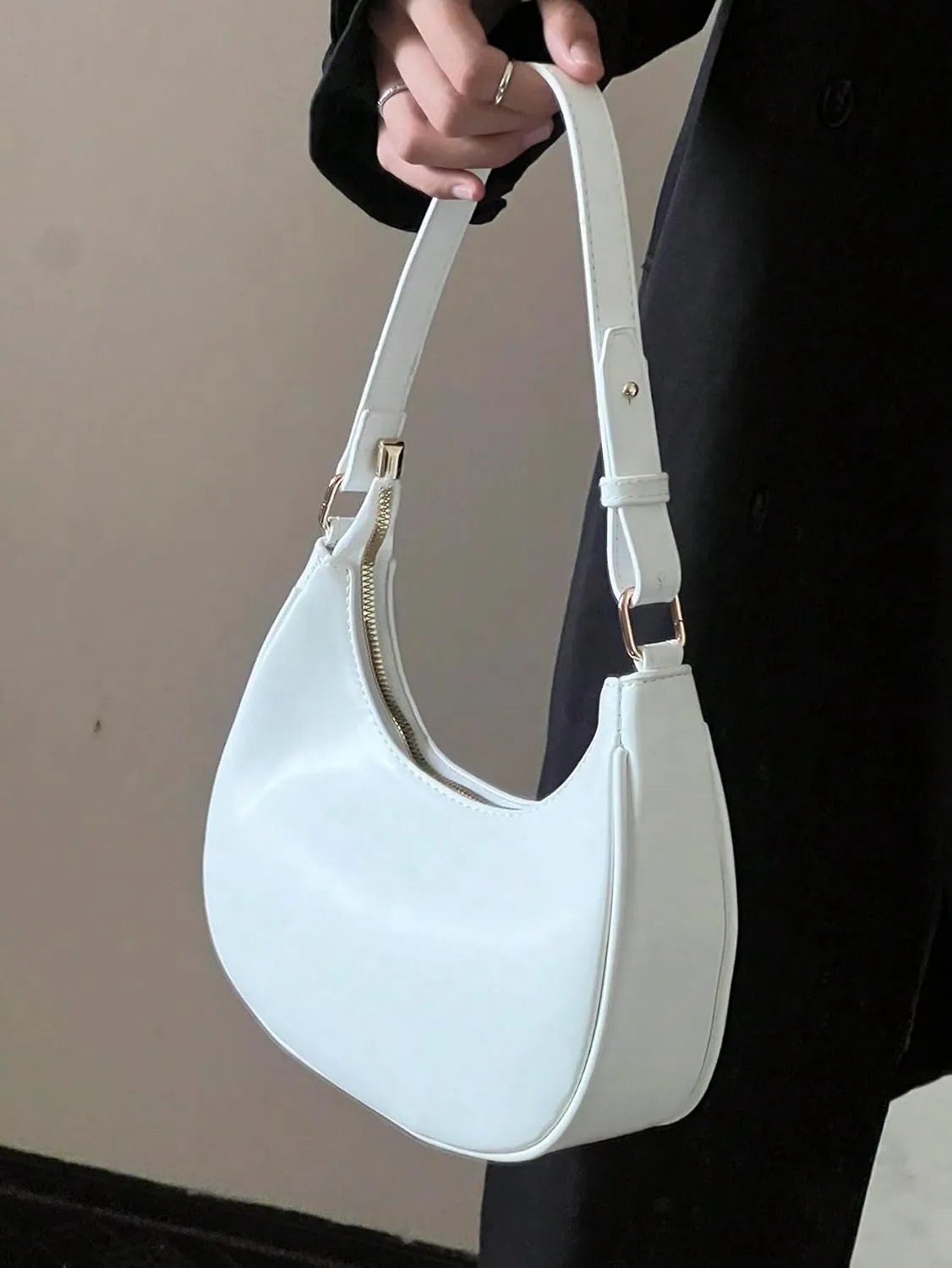Small Crescent Leather Shoulder Bag for Women Crossbody Clutch Hobo Tote Purses Hangbags