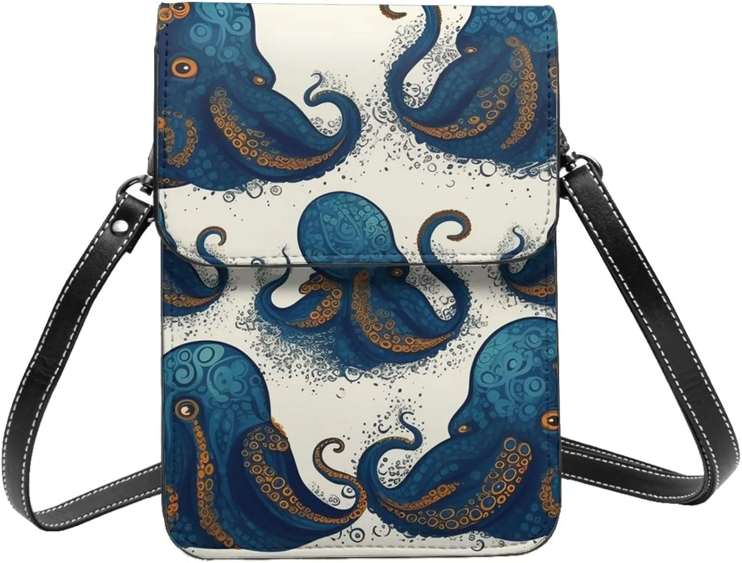Small Crossbody Bags for Women Leather Cell Phone Purse Travel Wallet Tentacles octopus Cell Phone Bag Adjustable Strap