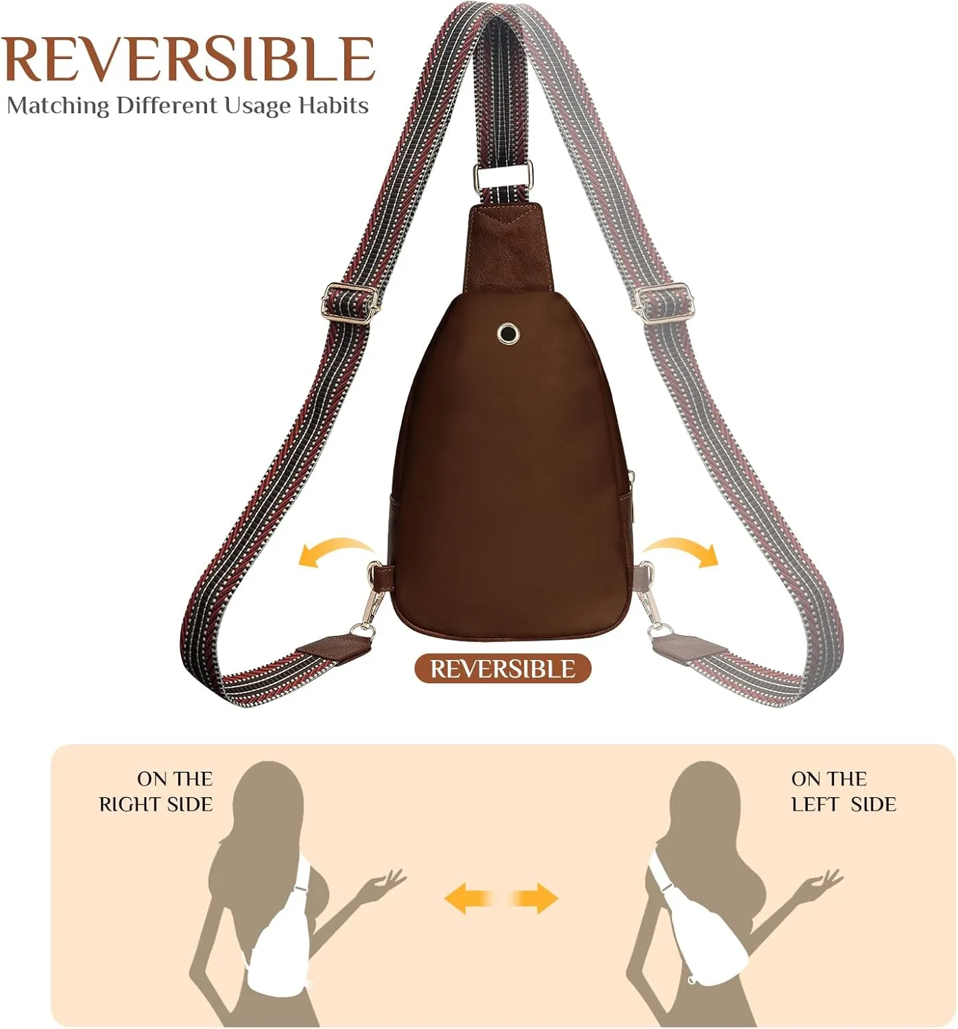 Small Leather Sling Bags for Women Fashion Crossbody Backpack Purse Sling Crossbody Bgas