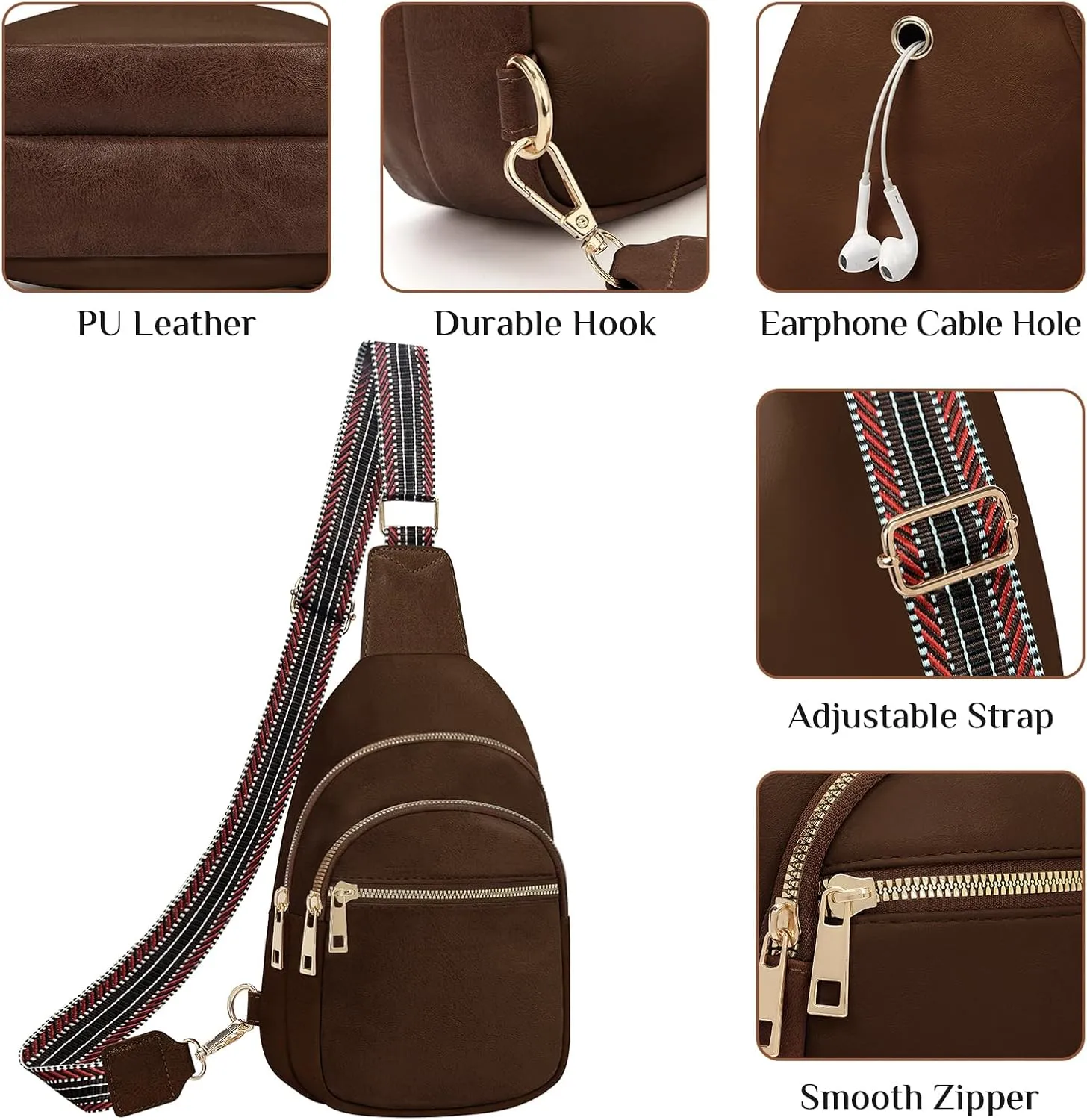 Small Leather Sling Bags for Women Fashion Crossbody Backpack Purse Sling Crossbody Bgas