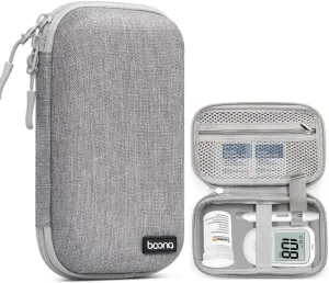 Small Protective Hard Shell Diabetic Supplies Travel Case Testing Kit Organizer for Glucose Meter, Test Strips, Lancing Device, Lancets, Blood Sugar Monitoring System, Diabetes Supplies Bag (Gray)