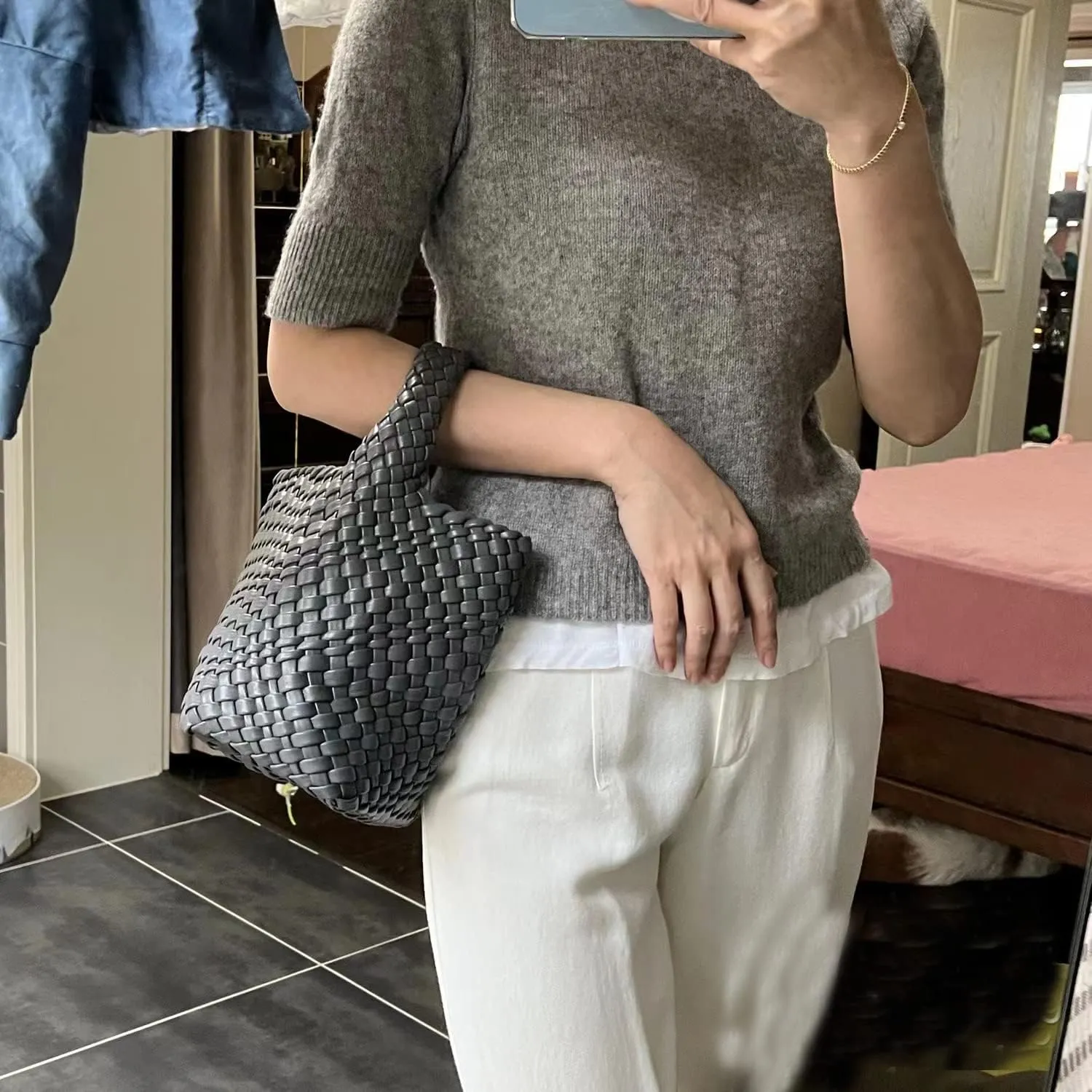 Small Woven Bags for Women Cute Hobo Tote Woven Handbag Mini Clutch Purse vegan leather Crossbody bags Shoulder Handmade Bag