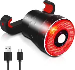 Smart Bike Tail Light USB Rechargeable Bicycle Turn Signals with Remote Control Rear Bike Light Waterproof Safety Warning Back Lights Bike Alarm for Night Riding Mountain