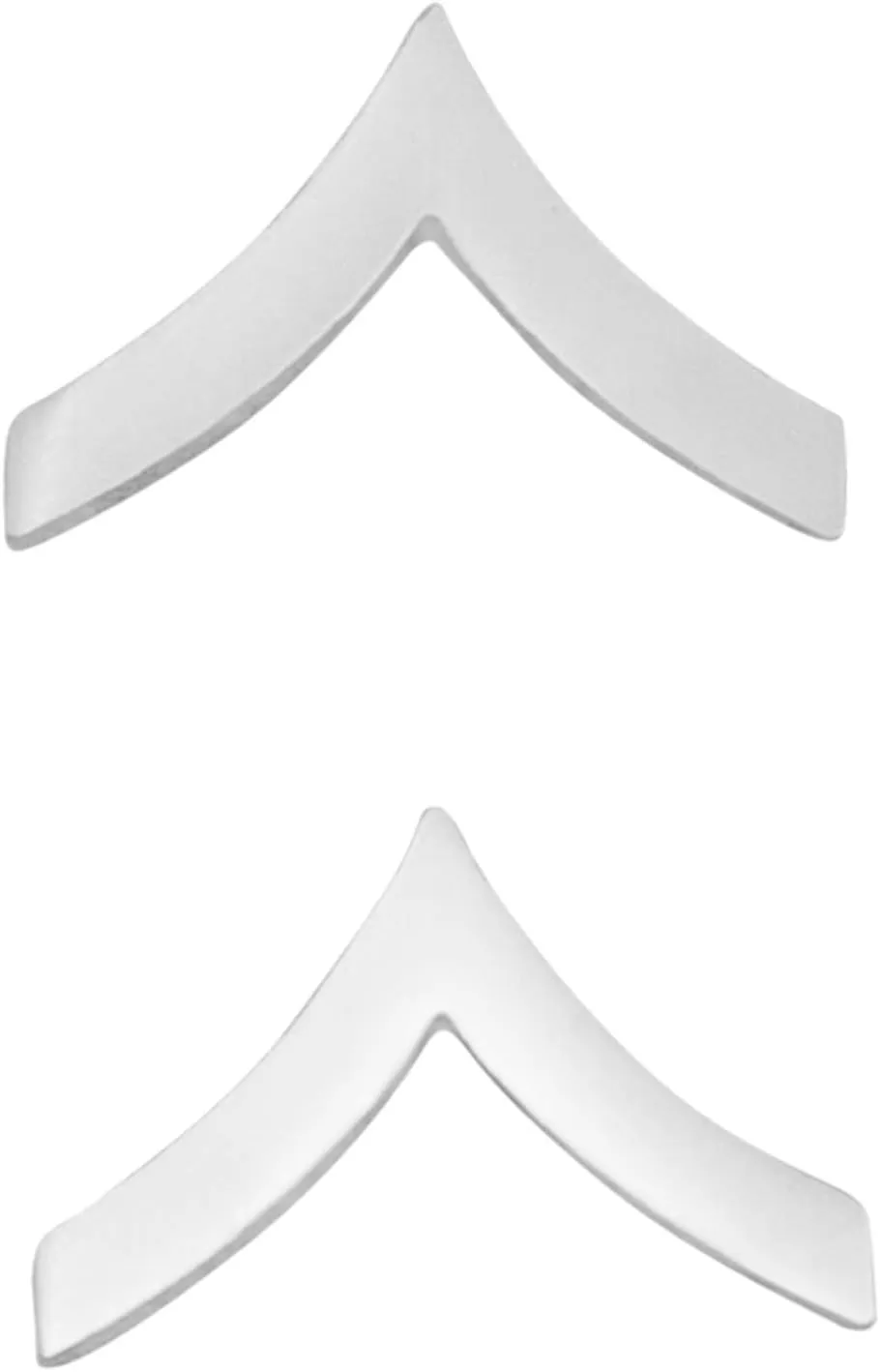 Smith & Warren 1/2" H Private Single Chevron Collar Brass Rank Insignia Silver Finish Military Police Uniform Pin