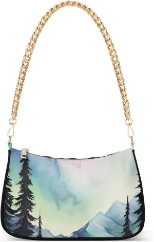 Snow Mountain Aurora Starry Sky Crossbody Bags for Women Tote Bag Women's Shoulder Handbags Clutch Purses for Women
