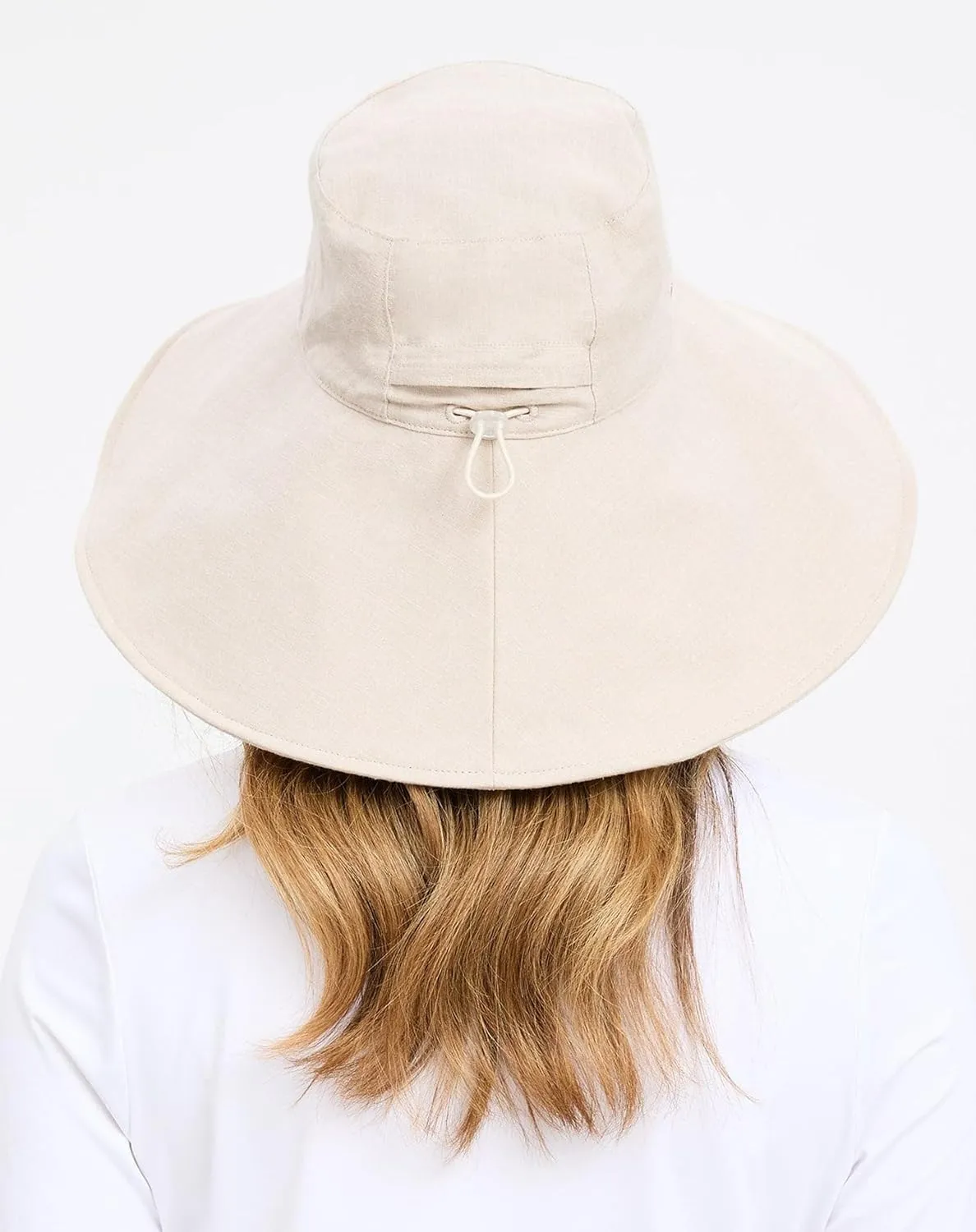 Solbari Women’s Ultra-Wide Cotton Linen Sun Hat UPF 50 , Packable, Adjustable with Ponytail Hole for Travel, Beach & Outdoors