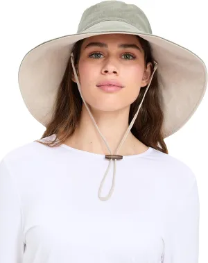 Solbari Women’s Ultra-Wide Cotton Linen Sun Hat UPF 50 , Packable, Adjustable with Ponytail Hole for Travel, Beach & Outdoors
