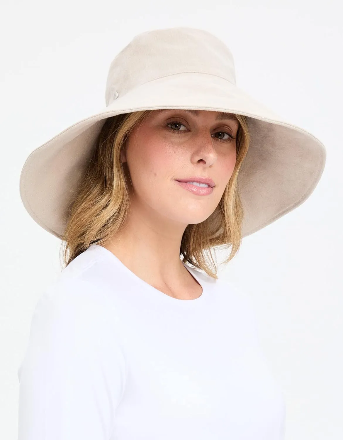 Solbari Women’s Ultra-Wide Cotton Linen Sun Hat UPF 50 , Packable, Adjustable with Ponytail Hole for Travel, Beach & Outdoors
