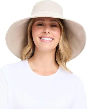 Solbari Women’s Ultra-Wide Cotton Linen Sun Hat UPF 50 , Packable, Adjustable with Ponytail Hole for Travel, Beach & Outdoors