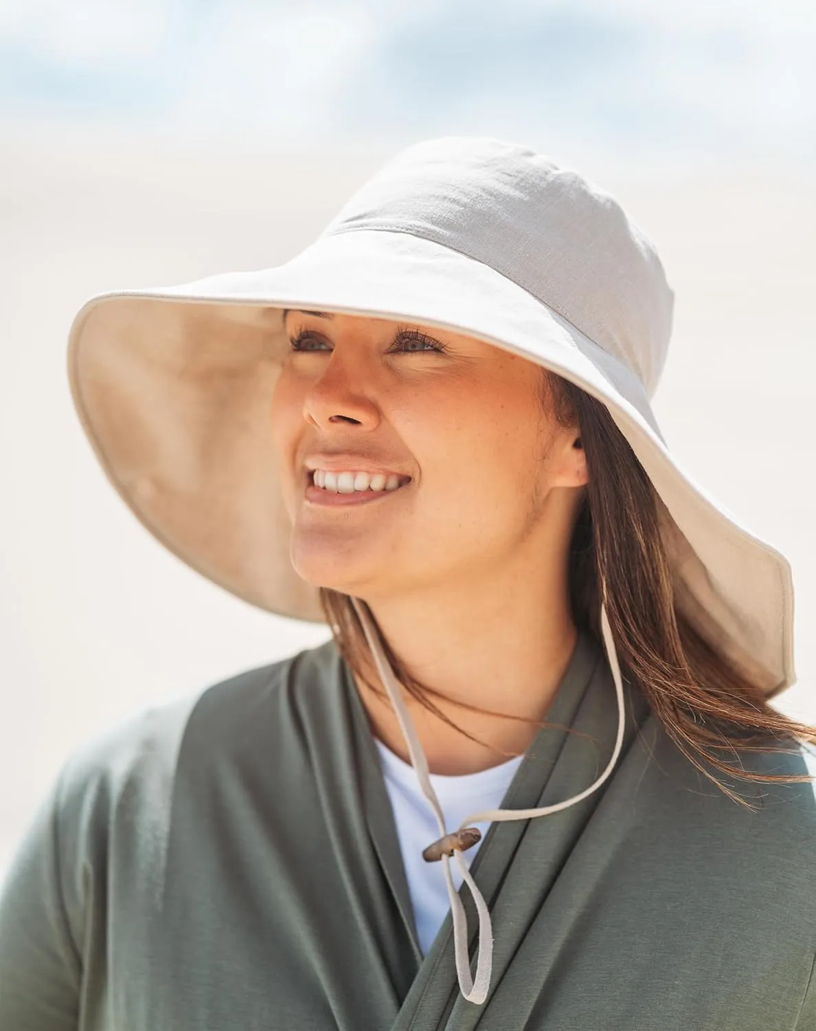Solbari Women’s Ultra-Wide Cotton Linen Sun Hat UPF 50 , Packable, Adjustable with Ponytail Hole for Travel, Beach & Outdoors