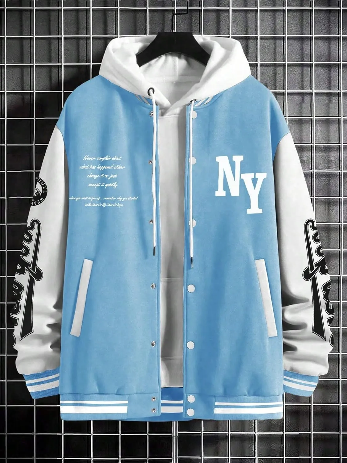 SOLY HUX Men's Varsity Jacket Color Block Letter Graphic Long Sleeve Baseball Jacket Bomber Coat