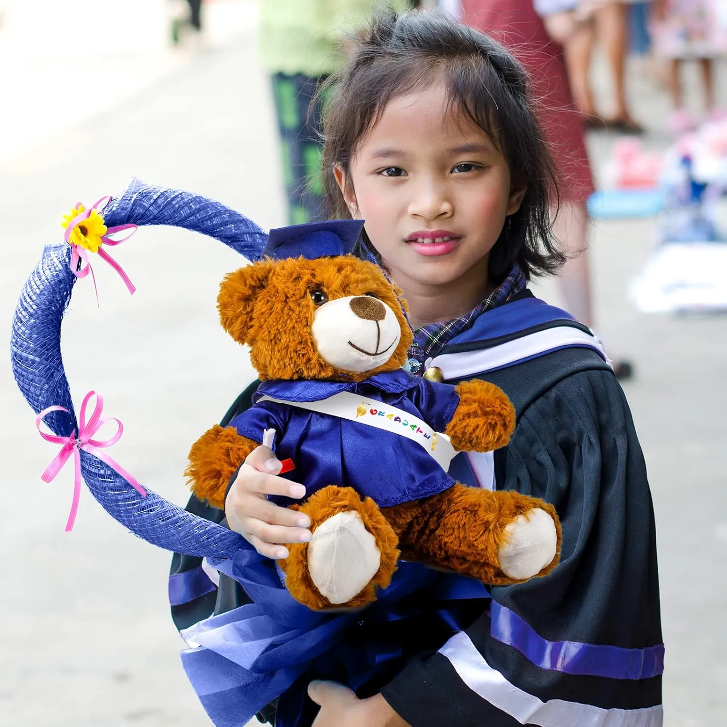 Sotiff 2 Pcs Graduation Bear Plush Stuffed Toy Bear Graduation Gifts Doll Stuffed with Grad Cap for Preschool Kindergarten College Gift(12 Inch,Brown, Royal Blue)