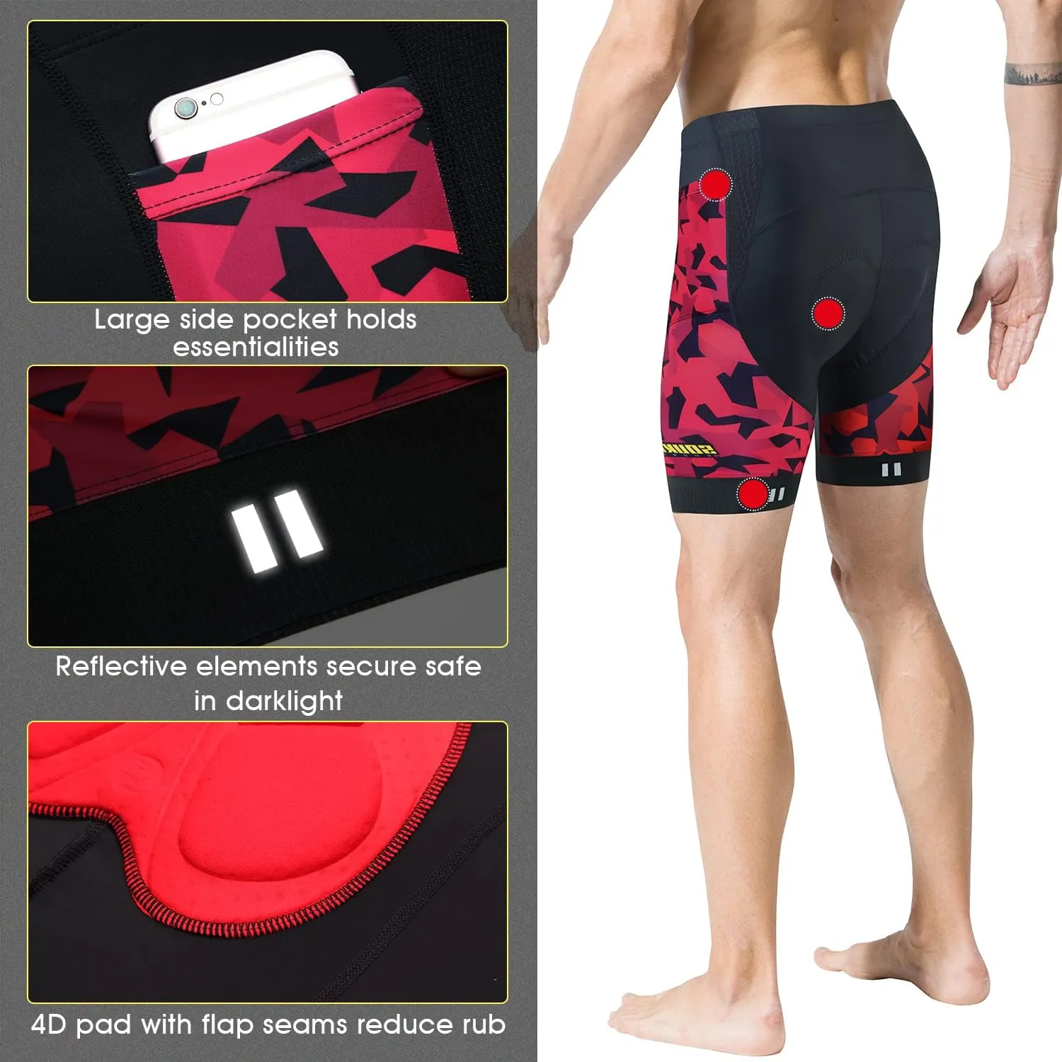 Souke Sports Padded Bike Shorts for Men Cycling Bicycle Shorts Comfortable Road Biking Pants