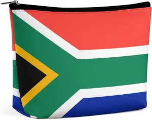 South African Flag Travel Friendly Makeup Bag Compact Waterproof Cosmetic Pouch Organizer for Women