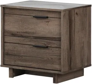 South Shore Fynn 2-Drawer Nightstand, Fall Oak, 16.5D x 22.25W x 22.25H in